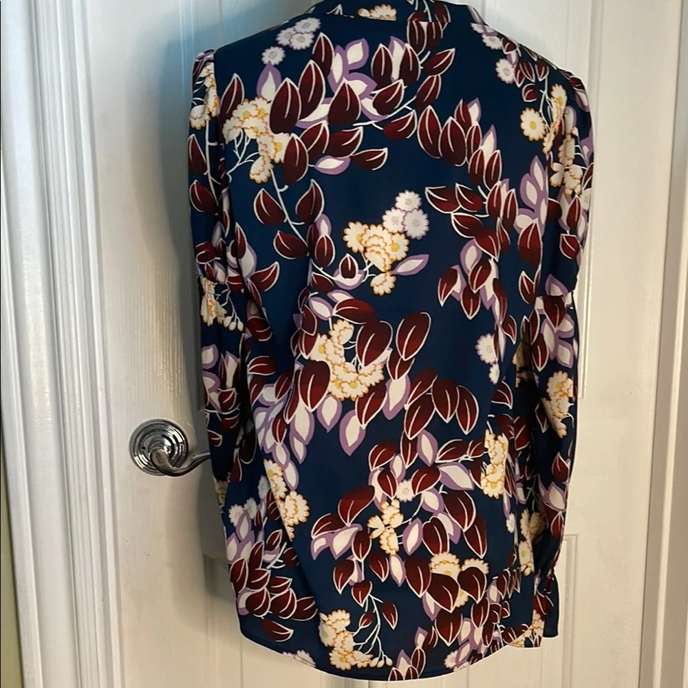Ann Taylor Floral Blouse - Navy and Red - Picture 7 of 9